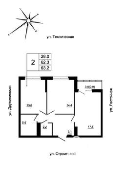 2-к квартира, вторичка, 61м2, 10/19 этаж