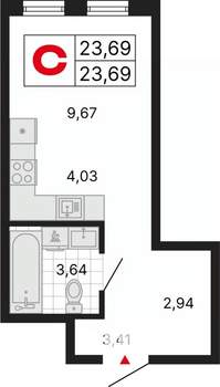 Студия квартира, вторичка, 24м2, 17/25 этаж