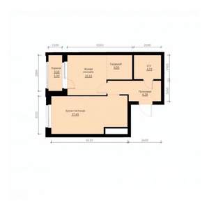 1-к квартира, строящийся дом, 44м2, 19/30 этаж
