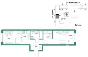 2-к квартира, вторичка, 44м2, 9/21 этаж