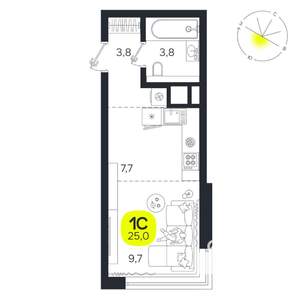 Студия квартира, вторичка, 25м2, 3/27 этаж