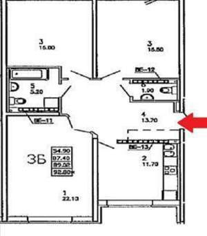 3-к квартира, вторичка, 89м2, 5/12 этаж