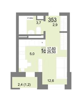 Студия квартира, вторичка, 25м2, 18/18 этаж