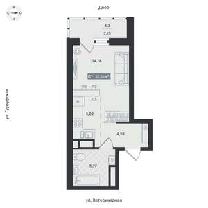 1-к квартира, строящийся дом, 33м2, 5/24 этаж