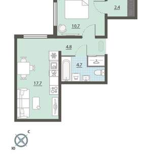 1-к квартира, вторичка, 40м2, 21/24 этаж