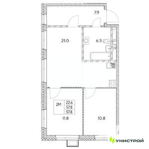2-к квартира, вторичка, 58м2, 7/31 этаж