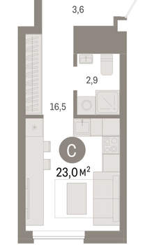 Студия квартира, вторичка, 23м2, 4/8 этаж