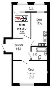 2-к квартира, строящийся дом, 54м2, 22/27 этаж