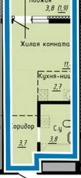 Студия квартира, вторичка, 22м2, 15/25 этаж