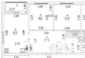 2-к квартира, вторичка, 53м2, 17/25 этаж