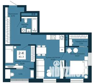 2-к квартира, вторичка, 61м2, 12/25 этаж