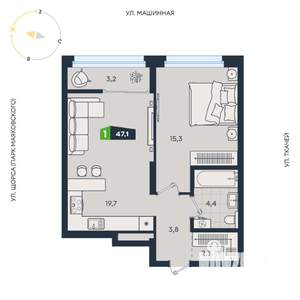 1-к квартира, вторичка, 47м2, 11/30 этаж