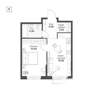 1-к квартира, строящийся дом, 41м2, 11/25 этаж