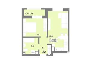 1-к квартира, вторичка, 40м2, 4/26 этаж