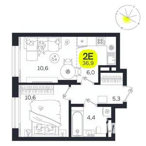 2-к квартира, вторичка, 37м2, 8/27 этаж