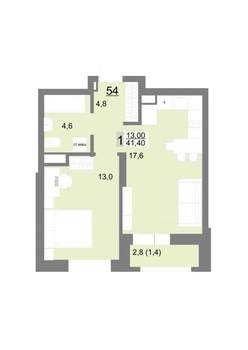 1-к квартира, вторичка, 41м2, 7/26 этаж