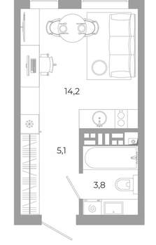 Студия квартира, вторичка, 23м2, 8/12 этаж