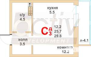 1-к квартира, вторичка, 26м2, 6/16 этаж