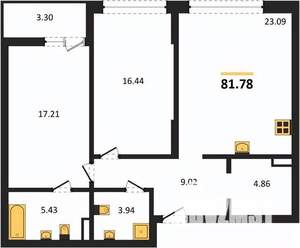 3-к квартира, вторичка, 82м2, 5/22 этаж