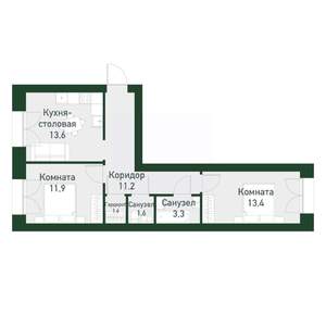 2-к квартира, вторичка, 60м2, 2/4 этаж