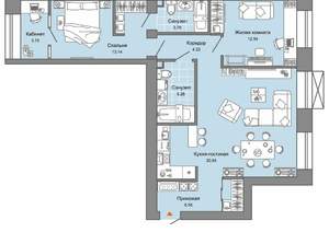 2-к квартира, сданный дом, 80м2, 2/8 этаж