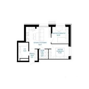 2-к квартира, вторичка, 51м2, 1/30 этаж