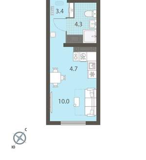 Студия квартира, вторичка, 22м2, 24/25 этаж