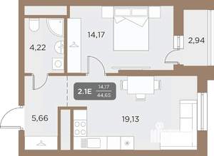 2-к квартира, вторичка, 45м2, 11/24 этаж