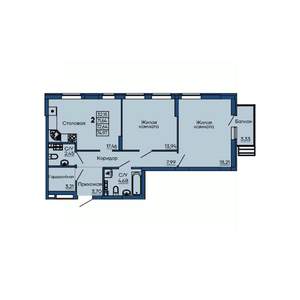 2-к квартира, вторичка, 73м2, 5/13 этаж