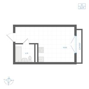 Студия квартира, вторичка, 25м2, 3/4 этаж