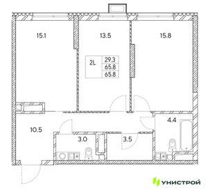 2-к квартира, вторичка, 66м2, 4/30 этаж