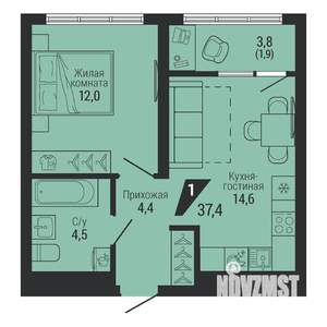 1-к квартира, вторичка, 37м2, 3/31 этаж