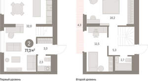 2-к квартира, вторичка, 77м2, 8/9 этаж