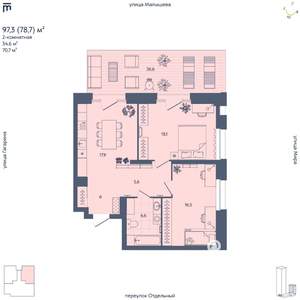 2-к квартира, строящийся дом, 79м2, 1/29 этаж