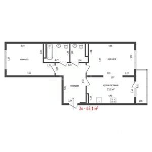 2-к квартира, вторичка, 65м2, 2/19 этаж