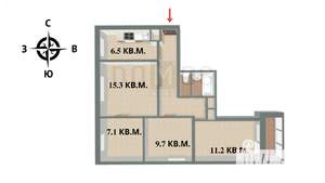 4-к квартира, вторичка, 64м2, 6/9 этаж