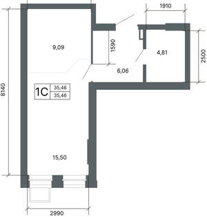 Студия квартира, вторичка, 35м2, 1/27 этаж