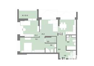 2-к квартира, вторичка, 76м2, 14/25 этаж