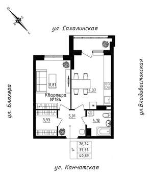 1-к квартира, вторичка, 41м2, 16/25 этаж