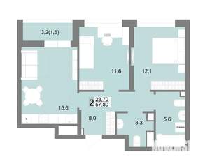 2-к квартира, вторичка, 58м2, 13/25 этаж