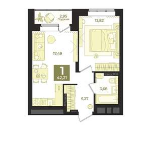 1-к квартира, вторичка, 42м2, 3/23 этаж