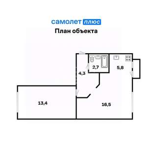 2-к квартира, вторичка, 44м2, 3/5 этаж