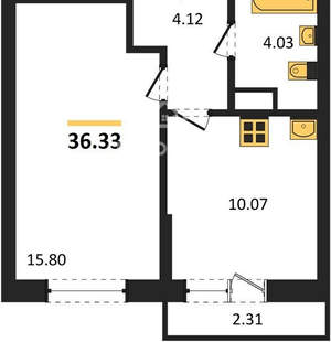 1-к квартира, вторичка, 36м2, 7/8 этаж