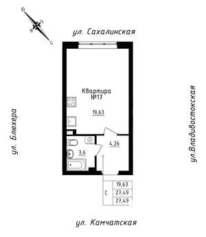 Студия квартира, строящийся дом, 27м2, 2/25 этаж