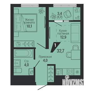 1-к квартира, вторичка, 33м2, 21/31 этаж