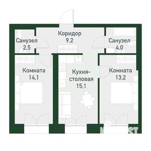 2-к квартира, вторичка, 58м2, 4/4 этаж