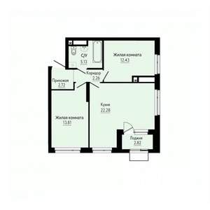 2-к квартира, строящийся дом, 60м2, 18/30 этаж