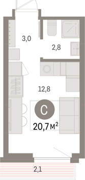 Студия квартира, вторичка, 21м2, 5/9 этаж