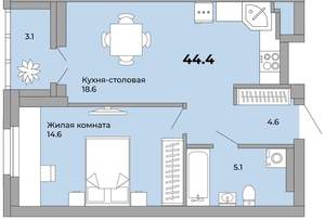 1-к квартира, сданный дом, 44м2, 12/15 этаж