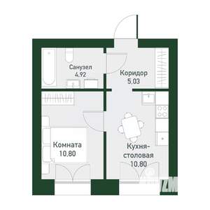 1-к квартира, вторичка, 32м2, 2/4 этаж